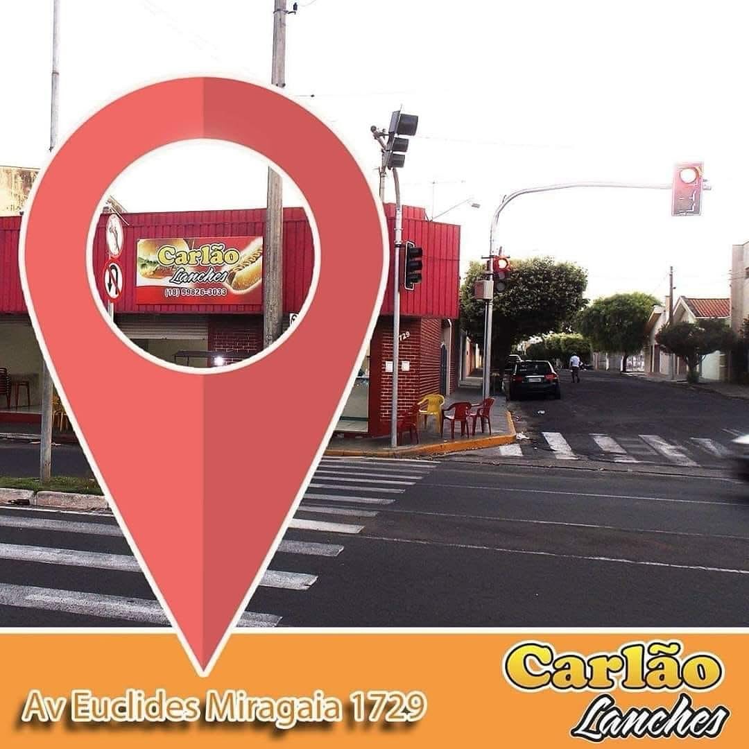Fachada real do Carlão Lanches na Av. Euclides Miragaia, Birigui